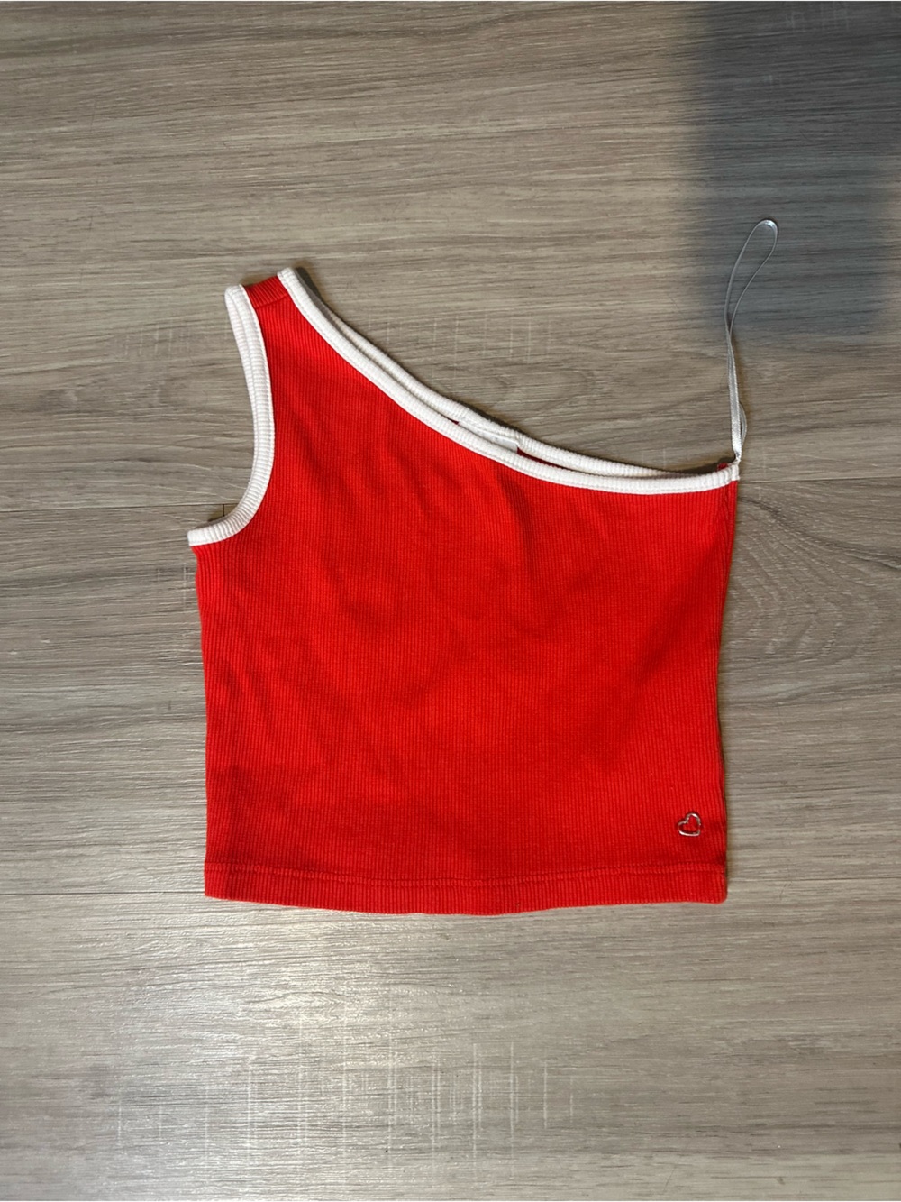 Zara Kids Red One-Shoulder Tank with White Trim